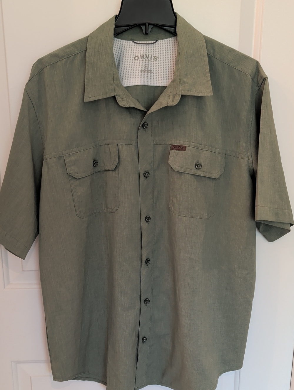 Orvis Men's Short-Sleeve Button-Up Shirt  Green Golf Resort Casual Club